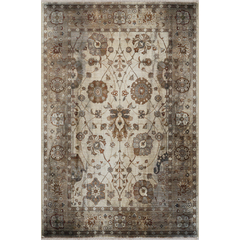 Tapis à médaillon floral Anna Collection, Rectangle 7 pi 7 po x 10 pi
