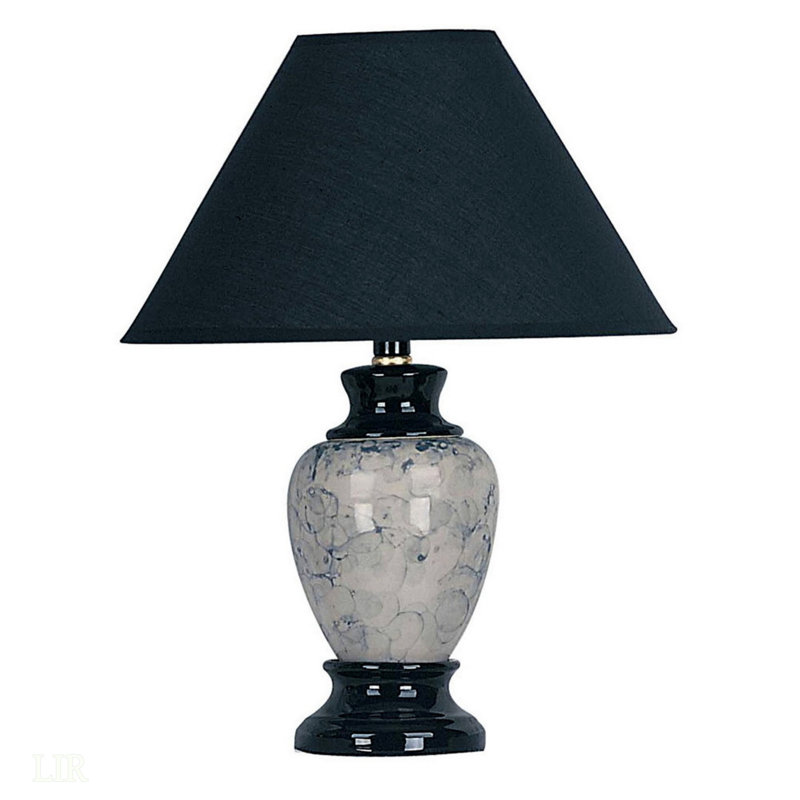 Lampe de table en céramique de 13 po de haut, en forme d'urne avec finition noire, douille marche / arrêt, lampe de table