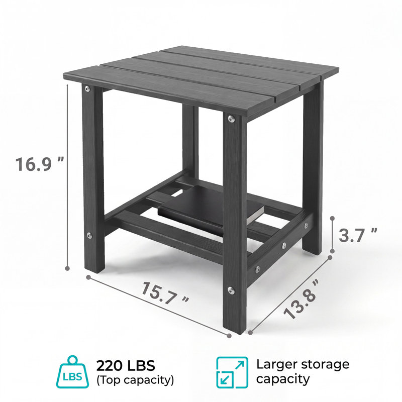 Table de bout avec tablette de rangement Adirondack, 1, Gray