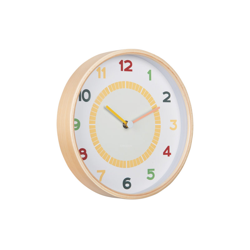 Chica Manufactured Wood Wall Clock, Beige/White/Yellow