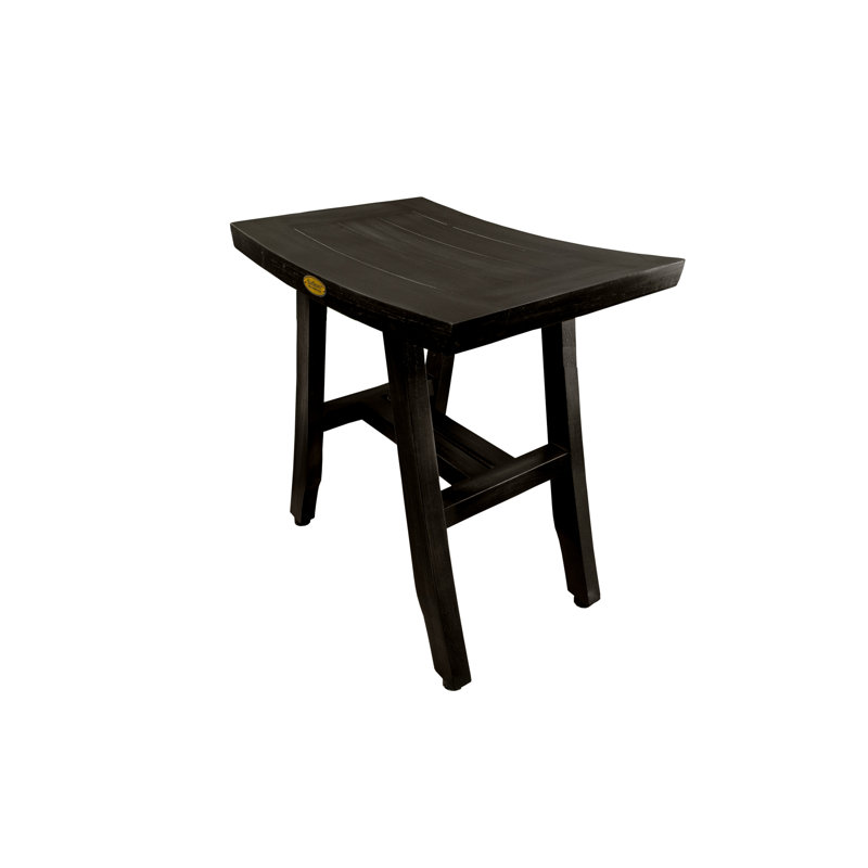 Teak Shower Bench, Dark Gray, 18" H x 18" W x 12" D