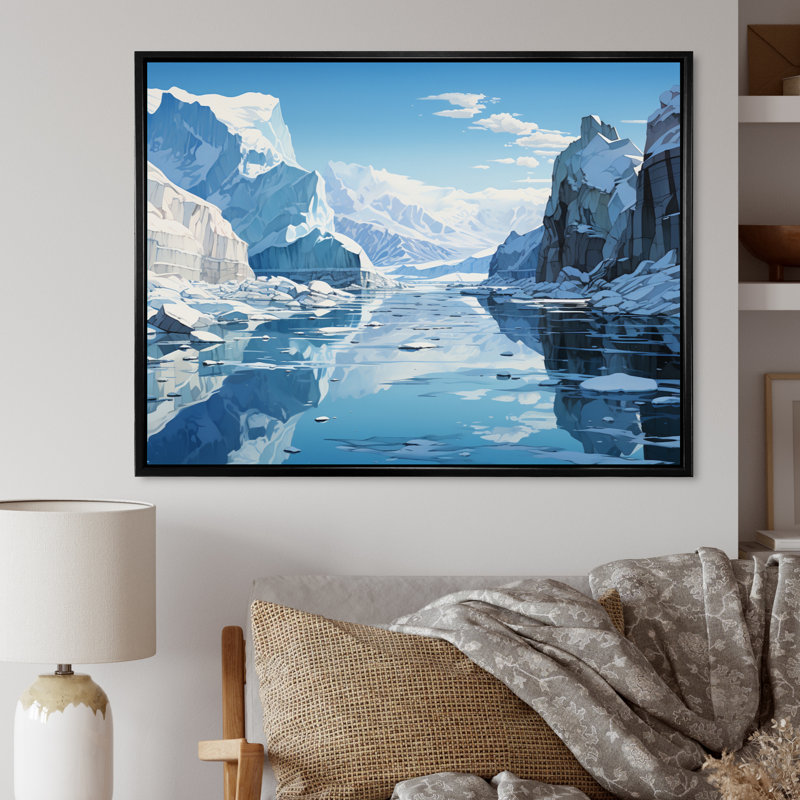 Biritude glacier bleu solitude I - impression, H 30 po x l 40 po x P 1,5 po, Cadre flottant noir