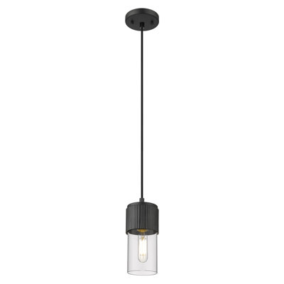 Downtown Urban - Bolivar - Luminaire suspendu 1 lumière de 5 po avec abat-jour 7 po - Finition nickel poli - Abat-jour granuleux