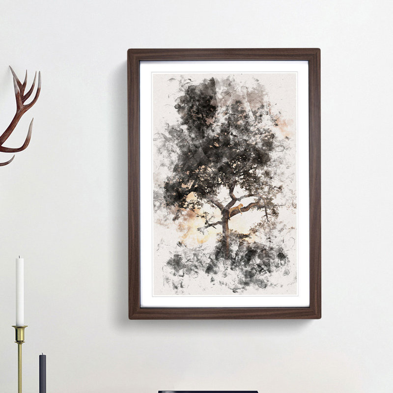 Leopard Siesta - Framed Print, Walnut Framed, 45cm H x 33cm W x 2cm D