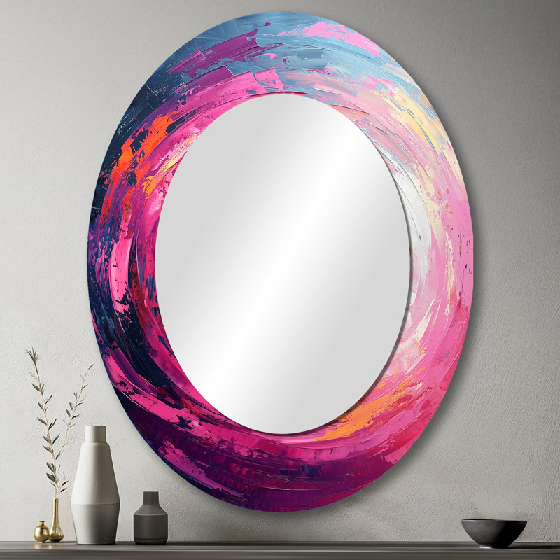 Miroir mural rose Modern Cosmic Dance Of Joy, 43 po x 33 po