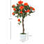 Set of 2 Faux Rose Tree in Pots, Artificial Floral Arrangement for Garden & Living Space Decor