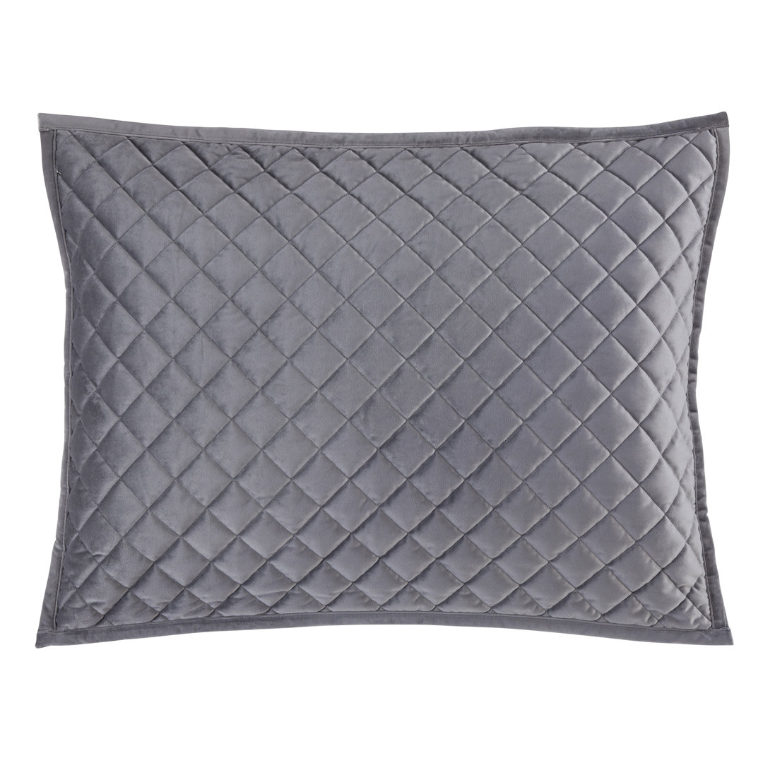Velvet Diamond Solid Color Quilted Modern Contemporary Pillow Sham Set (Set of 2) HiEnd Accents 