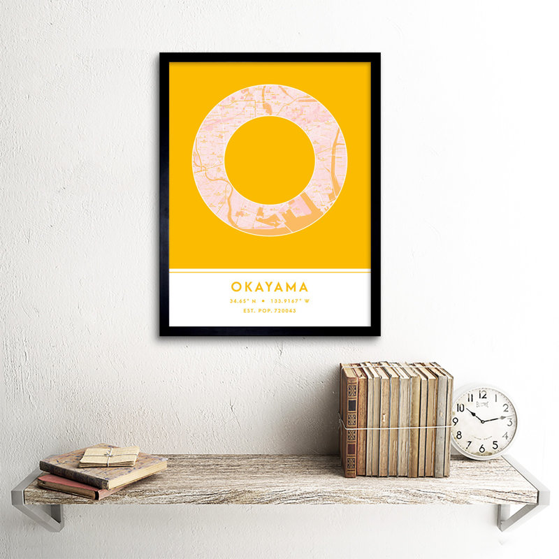 Okayama Japan City - Single Picture Frame Typography