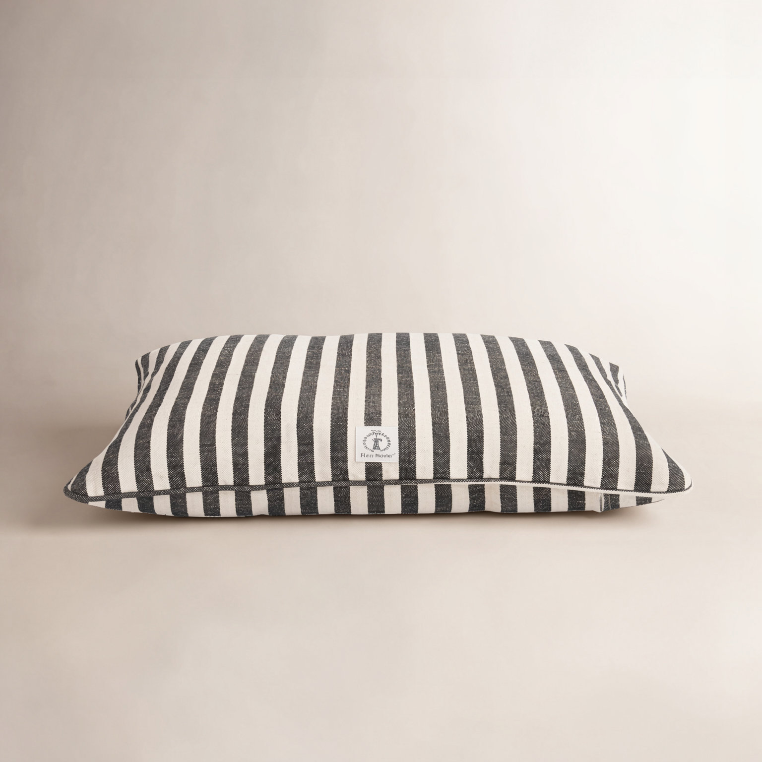 Cotton Striped Pillow, Medium (36" W x 26" D x 5" H), Black