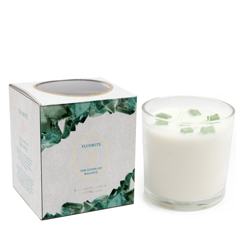 Geko Unscented Jar Candle with Glass Holder, Green Fluorite