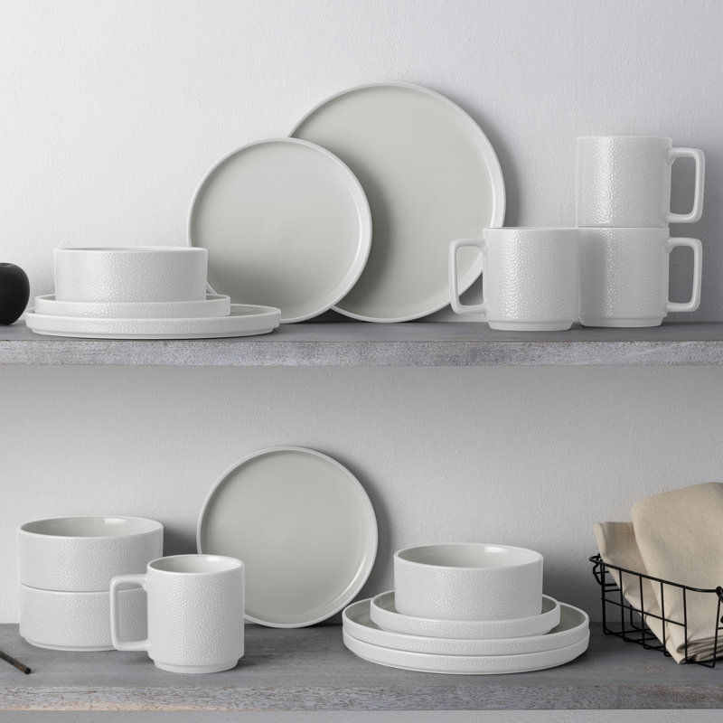Noritake ColorTex Stone 16-Piece Dinnerware Set, Service for 4, Gray