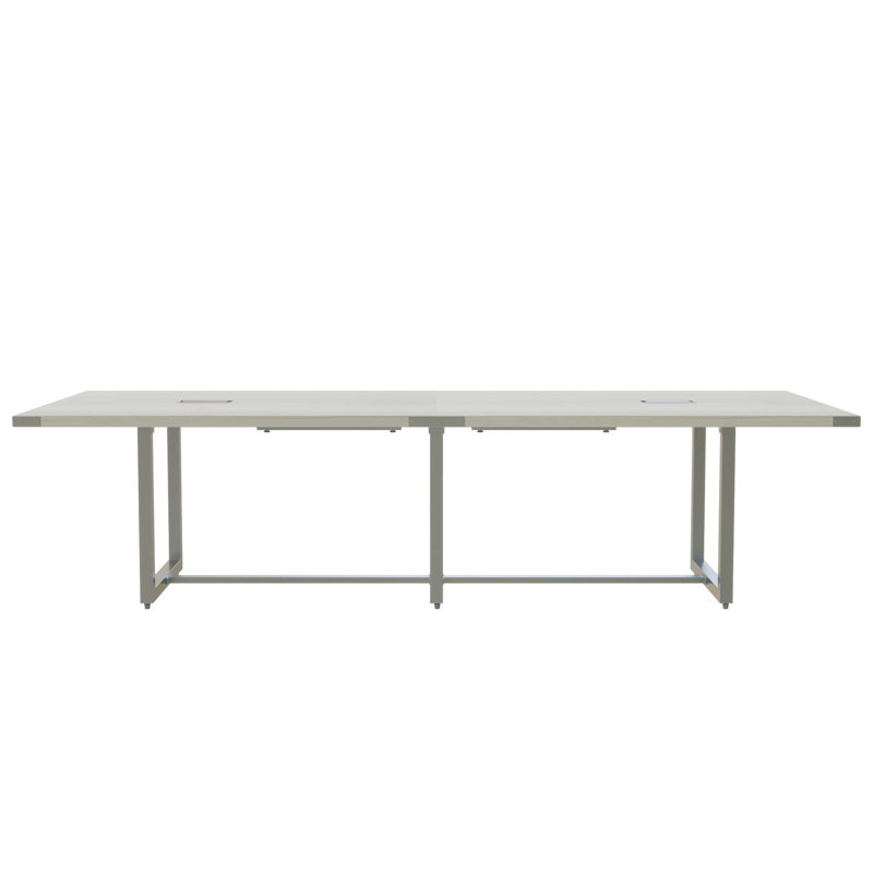 Table de conférence rectangulaire Mirella, H 29,5 po x L 144 po x P 47,25 po, Bois de frêne blanc, Gris