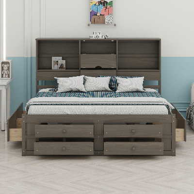 Platform Bed With Storage Headboard