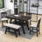 Damu 6 - Piece Dining Set, Dining Table with Storage Shelf and Bench and 4 Chairs-1664202797-1664202802