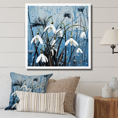 " Minimalism Blue And White Snowdrop Flower I "