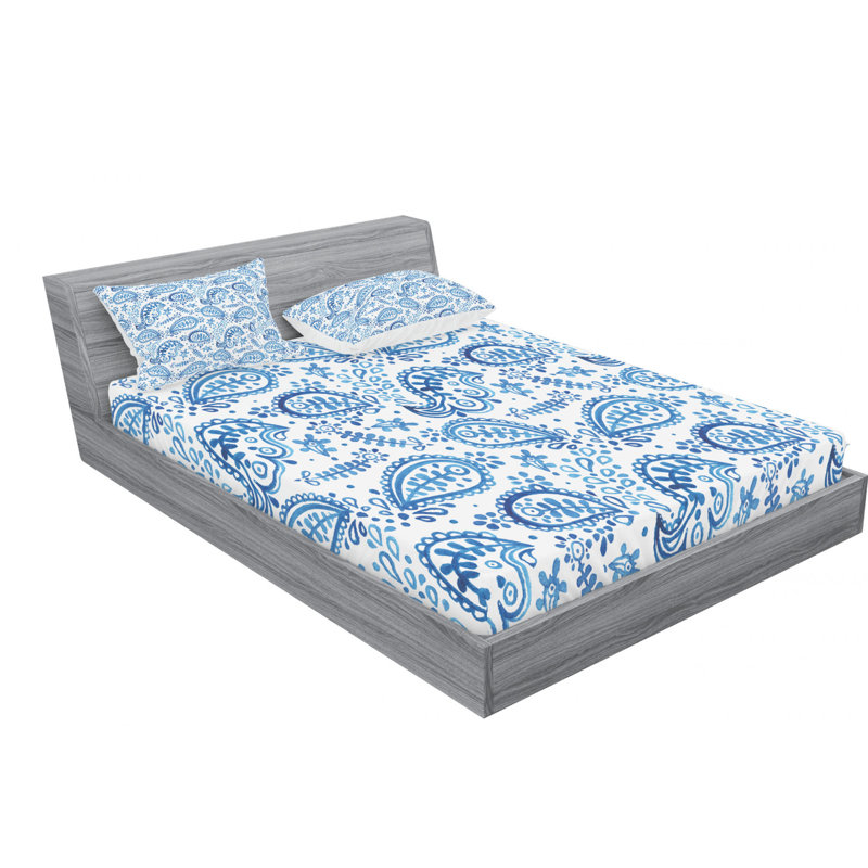 Microfiber Floral Sheet Set, Queen, Paisley 2