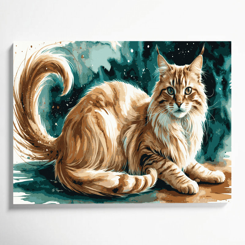 Chat brun, chats, art mural sur toile, H 20 po x l 30 po