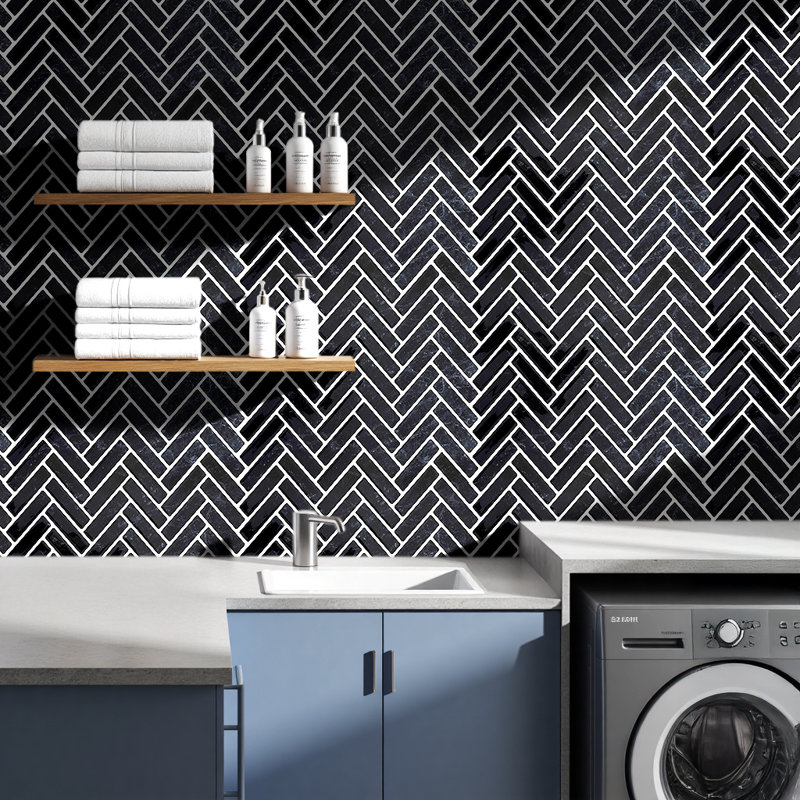 10Pcs Self-Adhesive Wall Tile Stickers, Black