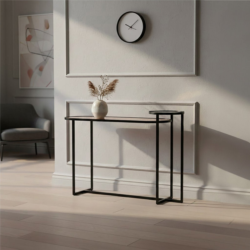 119cm Glass Top Console Table