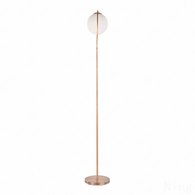 Contemporary Floor Lamp In Gold Metal And Frosted Glass By Lumisource