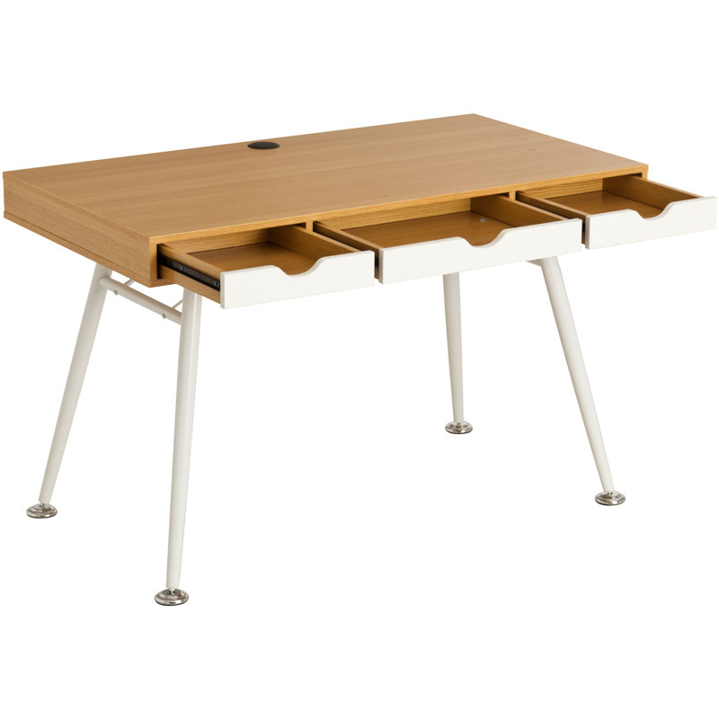 Evergreen Metal Base Writing Desk, Oak