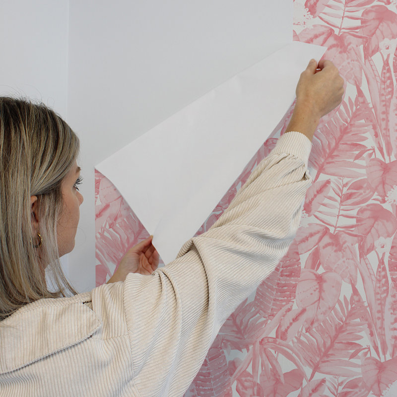 Papier peint autoadhésif à motif tropical, Limonade rose