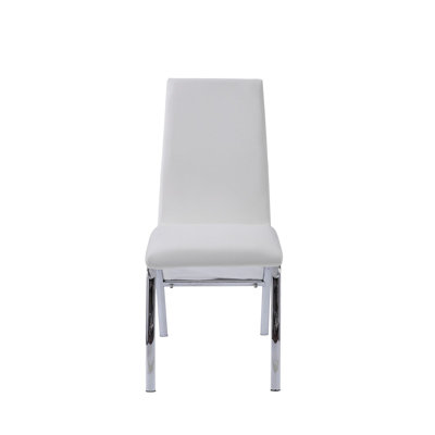 Ensemble de 2 chaises d'appoint en cuir synthétique blanc et chrome Pervis