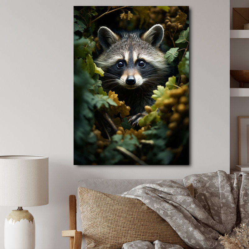 Curious Raccoon Collage VI - impression, H 40 po x l 30 po x P 1,5 po, Toile tendue