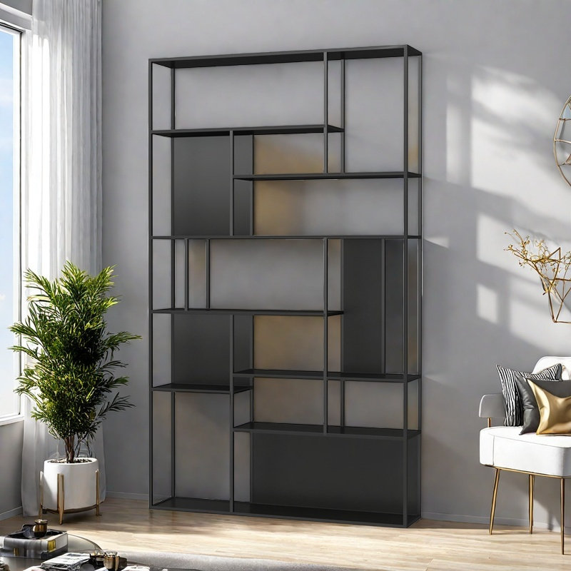 Minimalist and beautiful bookcase, (8 Shelves) 78.7"H x 47.2"W x 9.8"D, Black