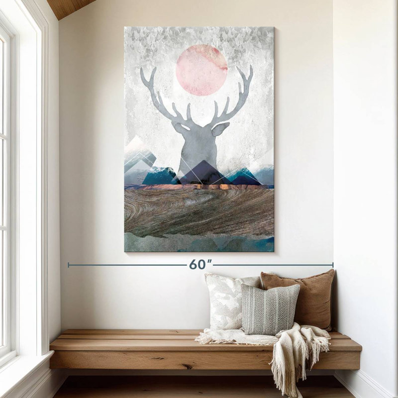 Brampt Deer And Mountains, 51" H x 34" W