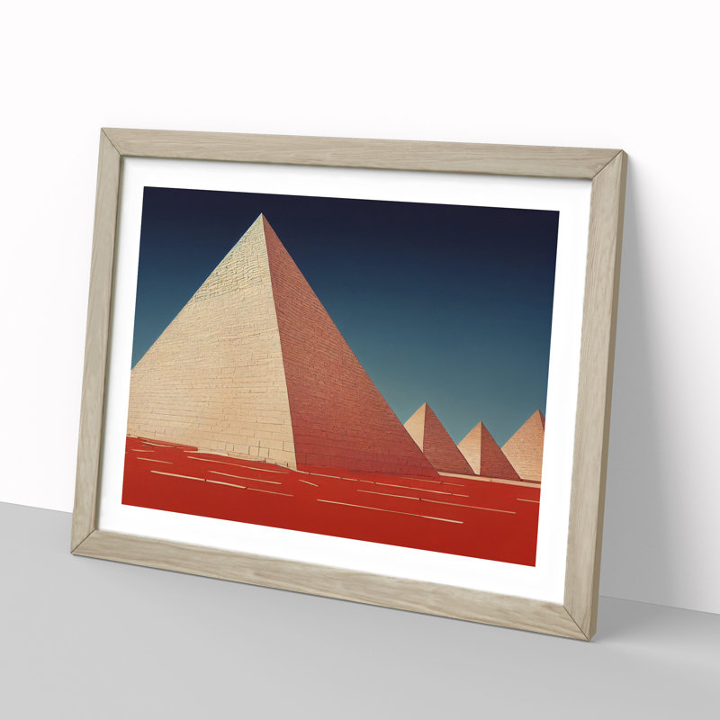 Awesome Pyramids - Single Picture Frame Print, 34cm H x 46cm W x 2cm D, Oak
