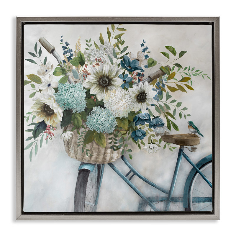 Panier de vélo floral, Cadre flottant gris lustré, H 18 po x l 18 po