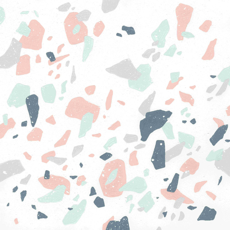 Terrazzo I, Non, H 36 po x l 36 po, Toile encadrée noyer flottant