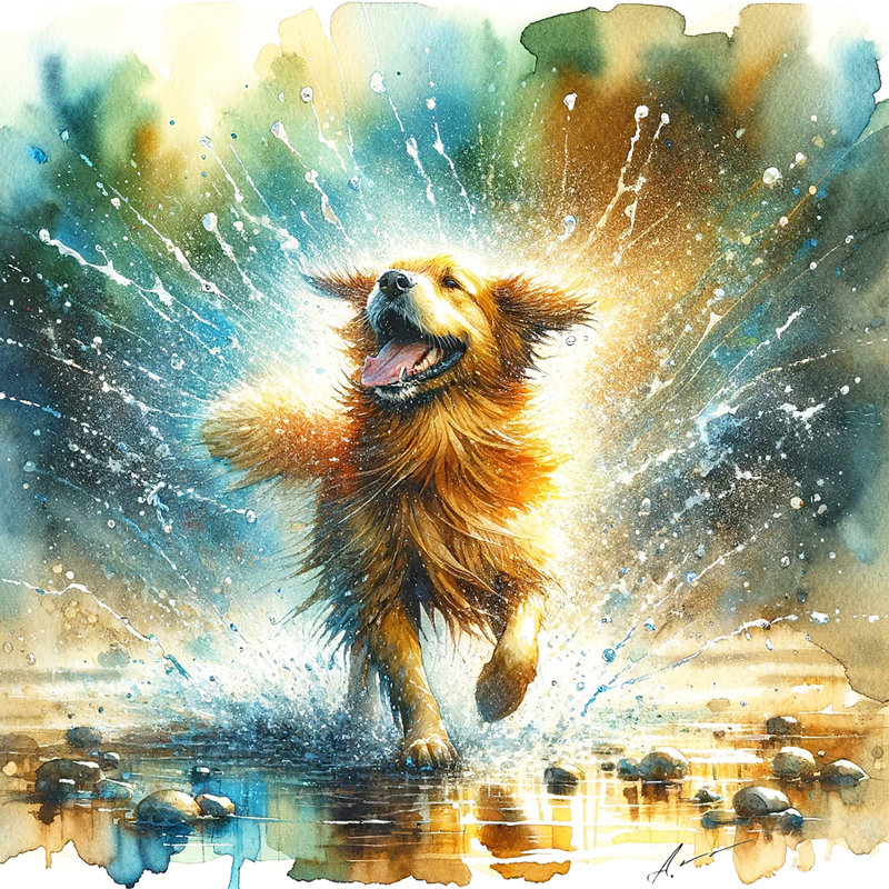 "Splash Of Joy - Energetic Dog Watercolor Art" sur toile, H 12 po x l 12 po x P 1 po