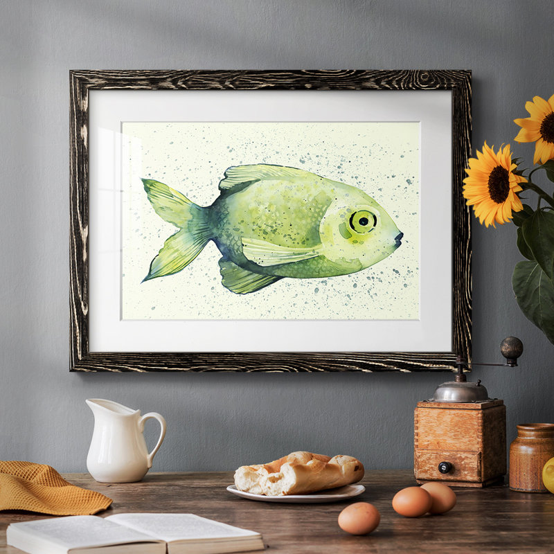 " Speckled Freshwater Fish II ", Black, 28" H x 42" W x 1.5" D