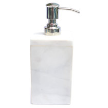 NEW DKNY WHITE SWIRL CERAMIC BATHROOM SOAP DISPENSER,POLISHED SILVER PUMP