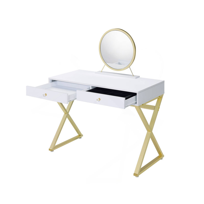 Bureau de meuble-lavabo avec miroir et plateau à bijoux Coleen