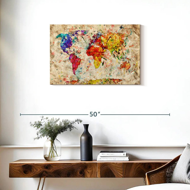 Aliaz Retro Expression World Map, 20" H x 30" W
