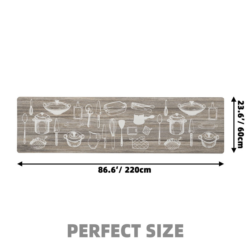 Tapis de cuisine antidérapant Finnlie, Tapis de couloir 2 pi x 7 pi 3 po, Brun