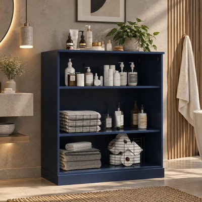 Armoire de salle de bain 100% bois massif avec tablettes réglables