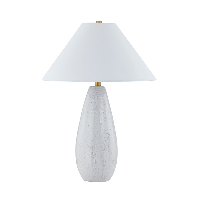 Lampe de table 28 po avec abat-jour en lin Veda, blanc