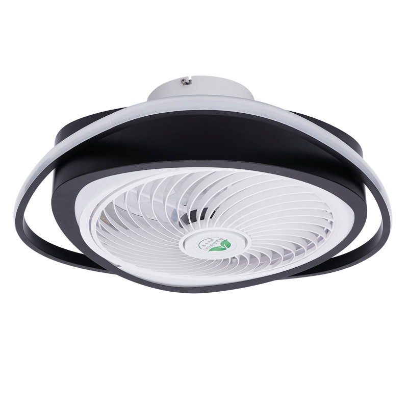 Ventilateur de plafond avec lumière, télécommande à DEL de 20 pouces entièrement réglable à intensité variable avec pales en acrylique invisibles, noir
