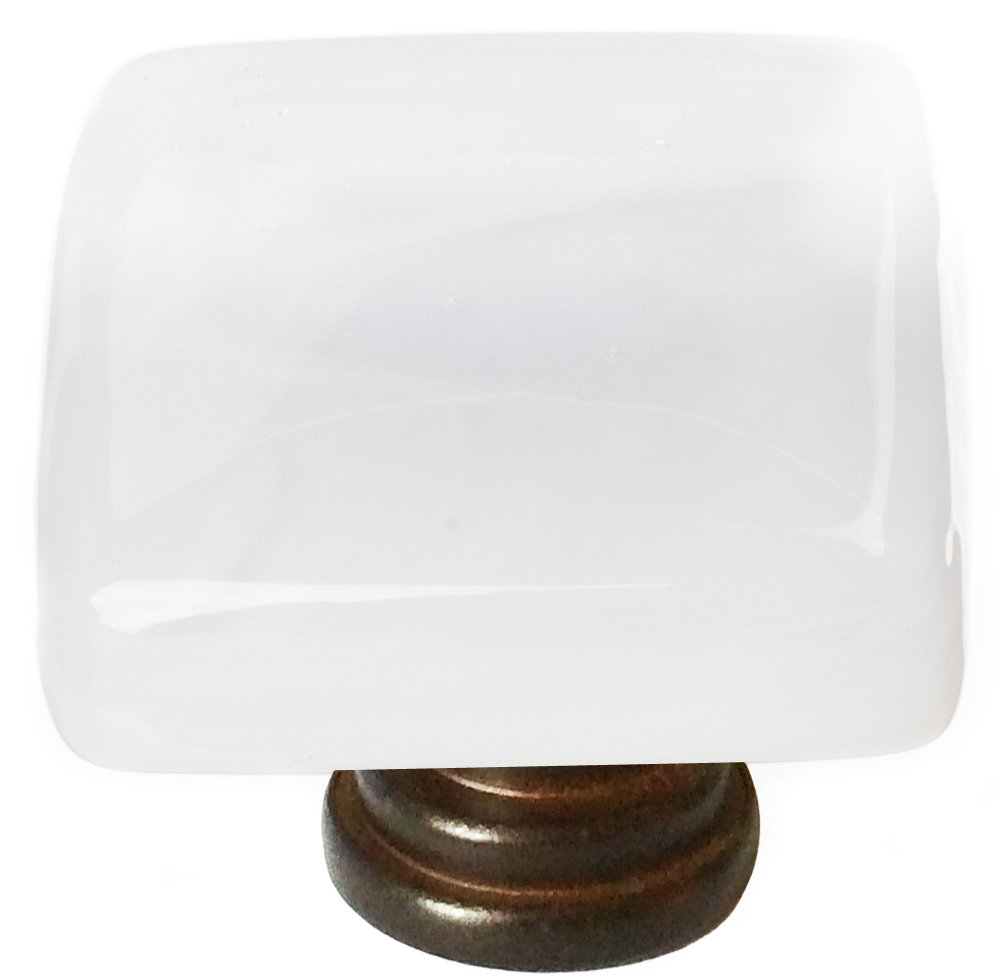Cirrus Square Cabinet Knob, Oil Rubbed Bronze, White