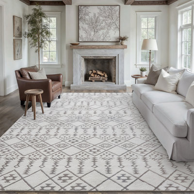 Zephyr Weave Geometric Area Rug in Gray