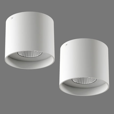 Ensemble de 2 plafonniers encastrés 1White de 4,7 pouces avec luminaire cylindrique à intensité variable avec lumière chaude 3000K pour vestibule, chambre à coucher, salle à manger - finition blanche de style minimaliste moderne