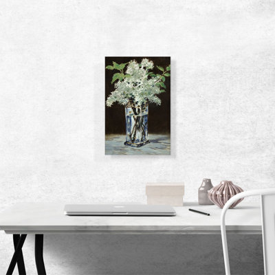 «White Lilacs in a Crystal Vase 1883» par Edward Manet, reproduction d'art sur toile tendue