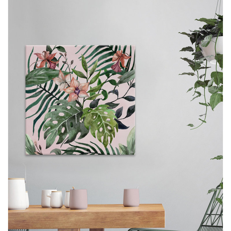 « feuillage sauvage », reproduction de peinture à l’aquarelle sur toile, H 12 po x l 12 po x P 1,5 po