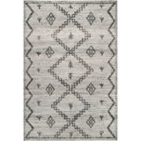 Geometric Hand Hooked Jute/Cotton Light Gray/Ivory Area Rug