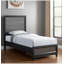 Structure de lit simple en bois noir et gris