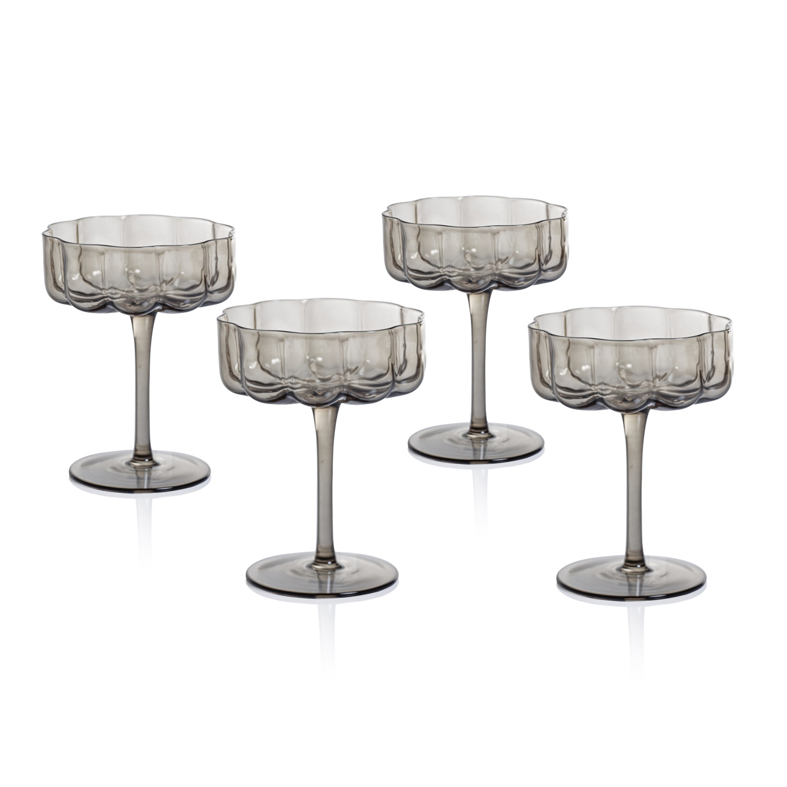 Mungle Handblown Coupe Glass, Smoke